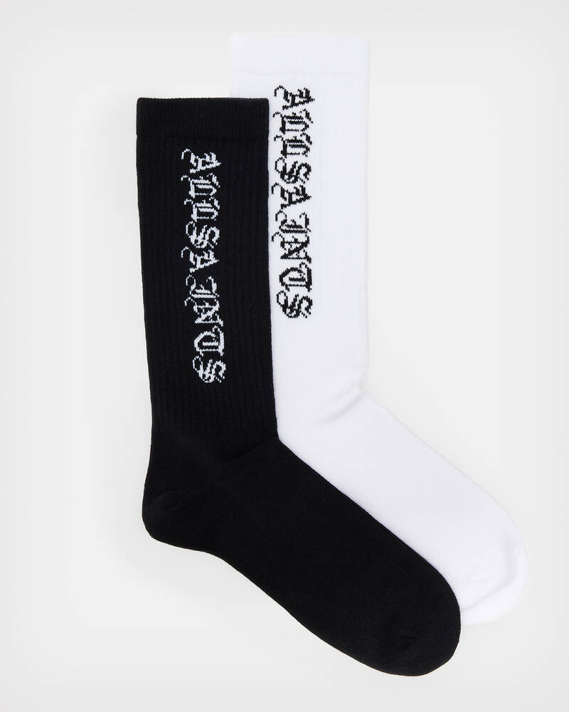 Black/White Allsaints Lincoln Sports Socks 2 Pack | MW508X-250