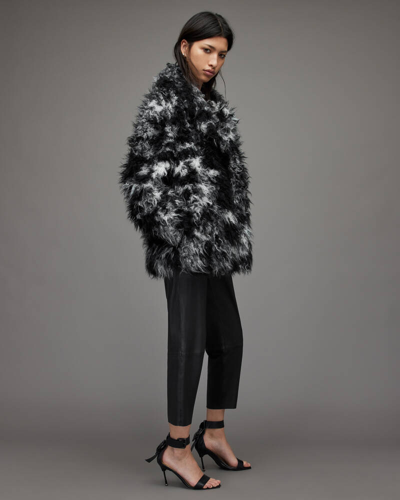 Black/White Allsaints Rupi Faux Fur Coat | WO100X-250