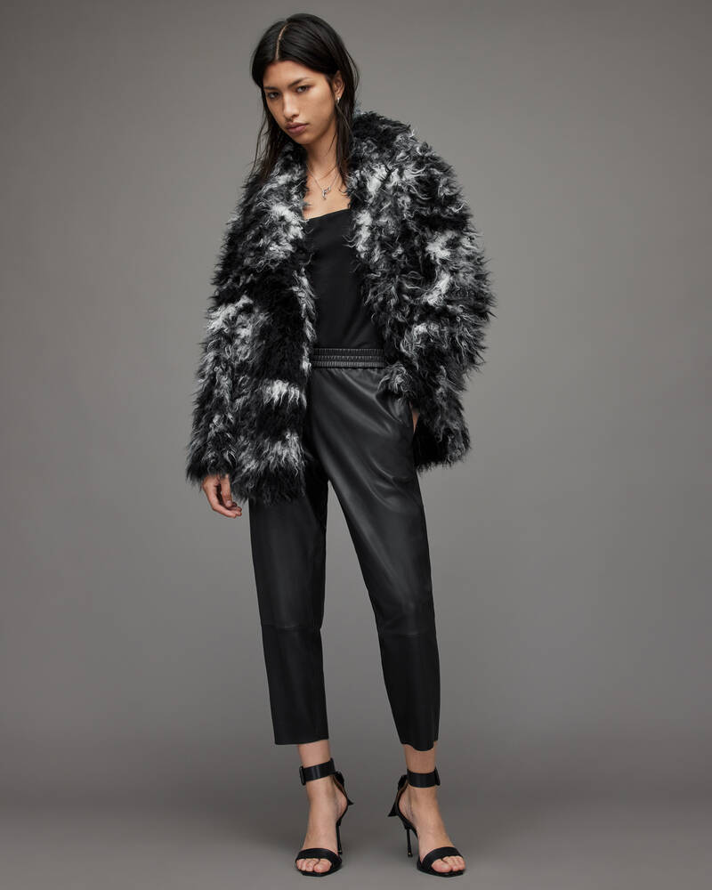 Black/White Allsaints Rupi Faux Fur Coat | WO100X-250