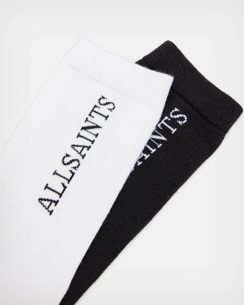 Black/White Allsaints Saints Logo 2 Pack Socks | WW500X-250