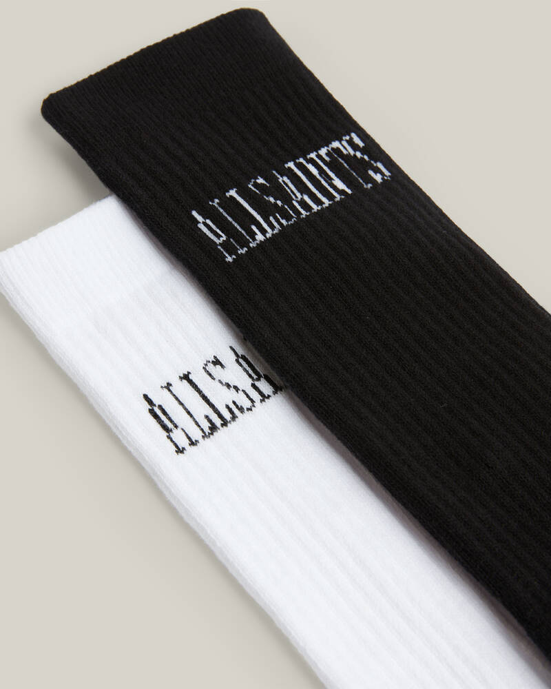 Black/White Allsaints State Logo 2 Pack Sport Socks | MQ004U-250