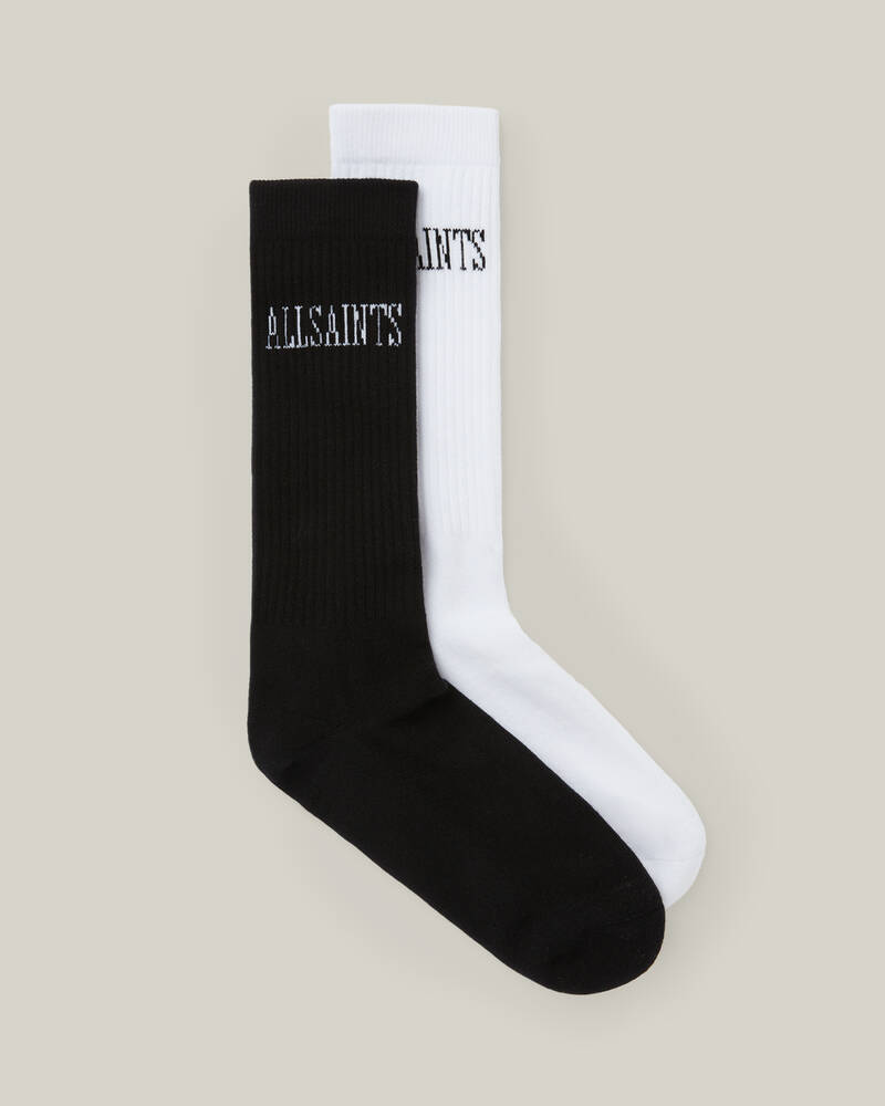 Black/White Allsaints State Logo 2 Pack Sport Socks | MQ004U-250