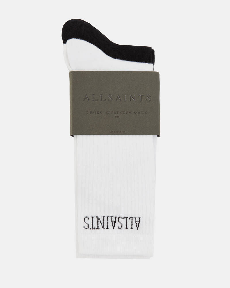 Black/White Allsaints State Logo Socks 2 Pack | WW505W-250