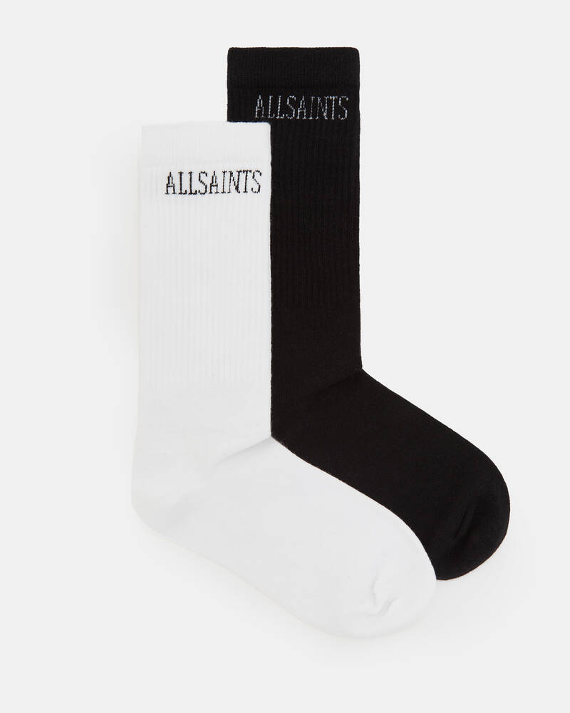 Black/White Allsaints State Logo Socks 2 Pack | WW505W-250