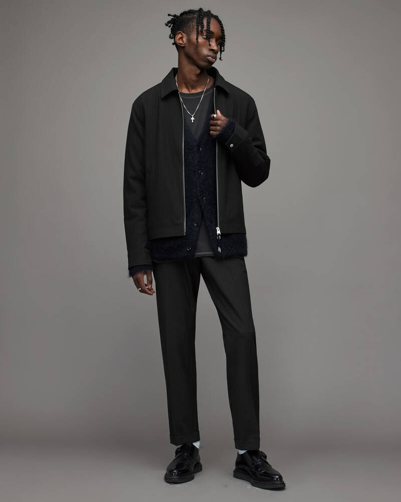 Blk/Chlk Pinstripe Allsaints Barrow Pinstripe Jacket | MJ091X-7995