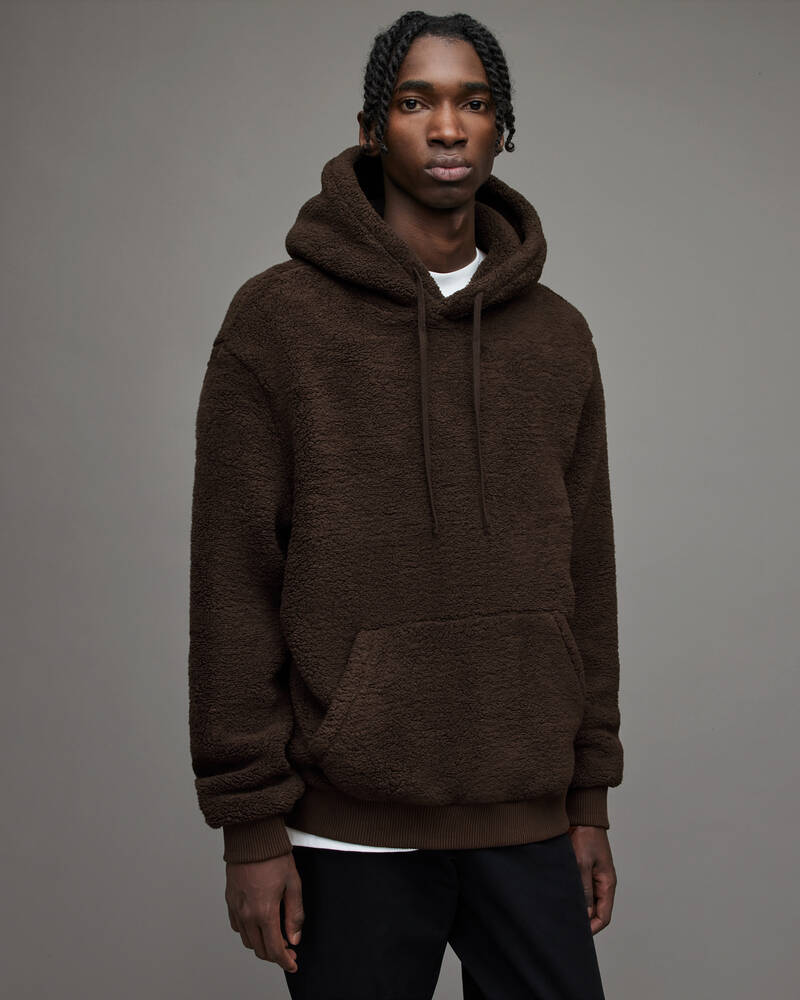 Brooklyn Brown Allsaints Tomi Pullover Teddy Hoodie | MF074X-8050