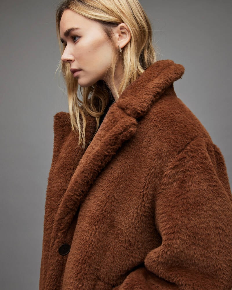 Brown Allsaints Doria Faux Fur Coat | WO080X-6