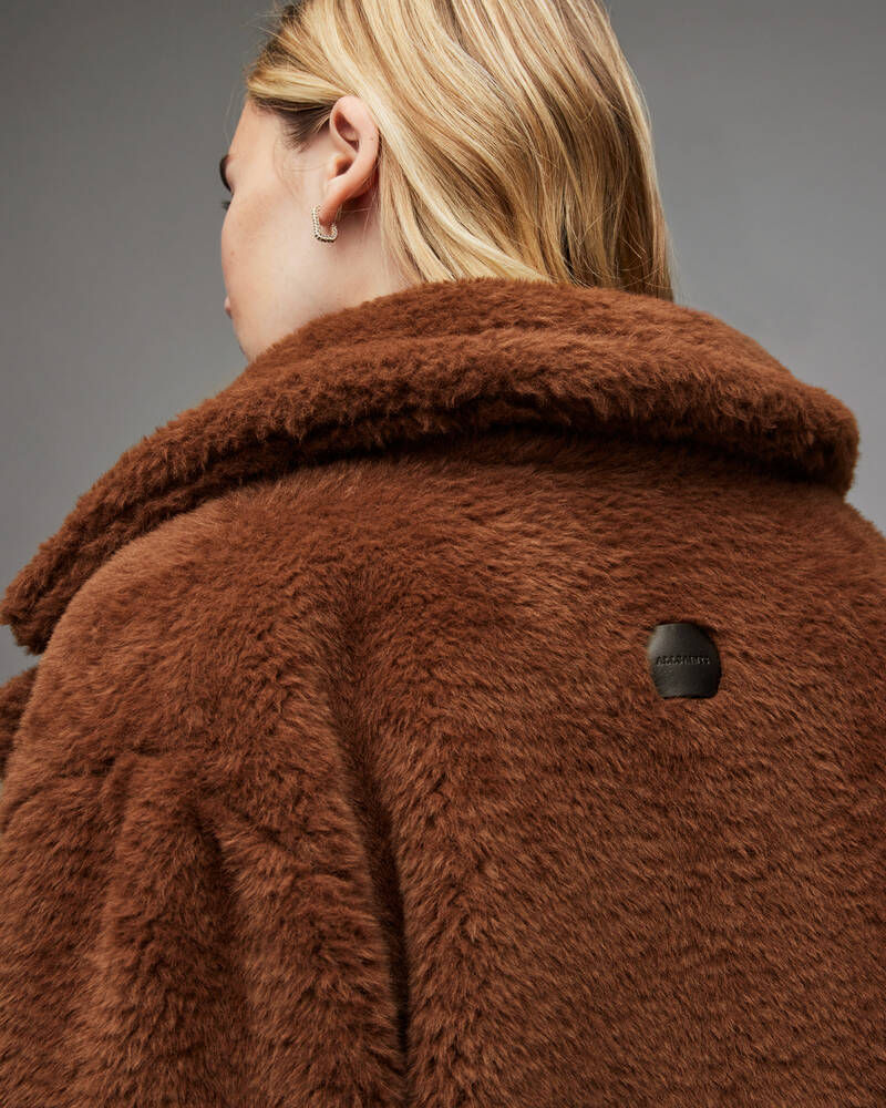 Brown Allsaints Doria Faux Fur Coat | WO080X-6