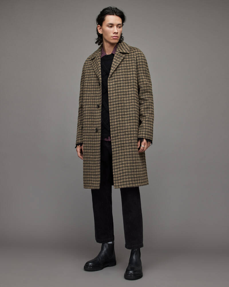 Brown Allsaints Drumm Checked Coat | MC037X-6