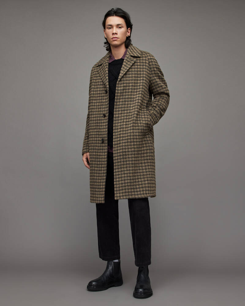 Brown Allsaints Drumm Checked Coat | MC037X-6