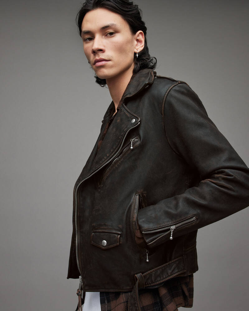 Brown Allsaints Torren Leather Biker Jacket | ML078X-6