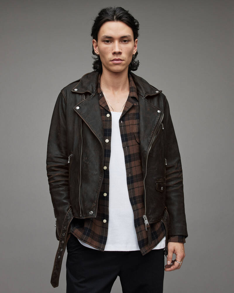 Brown Allsaints Torren Leather Biker Jacket | ML078X-6