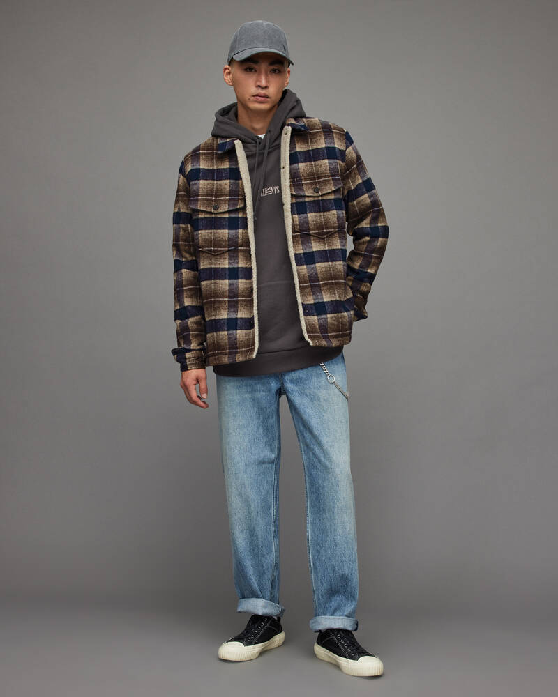 Brown/Blue Allsaints Willingboro Checked Shirt Jacket | MJ106X-6969