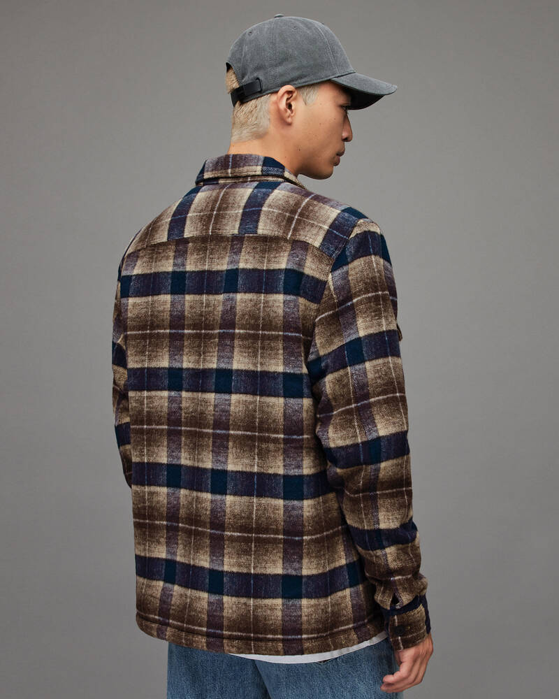 Brown/Blue Allsaints Willingboro Checked Shirt Jacket | MJ106X-6969