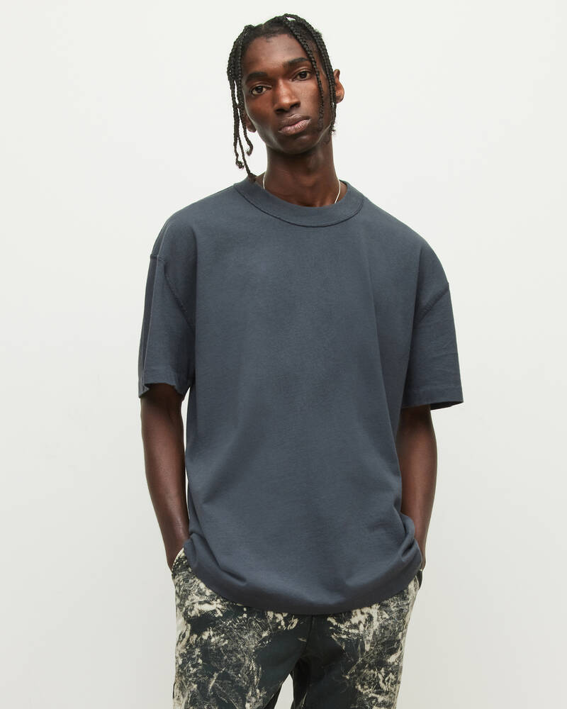 Cave Grey Allsaints Isac Oversized Crew T Shirt | MD030X-5813