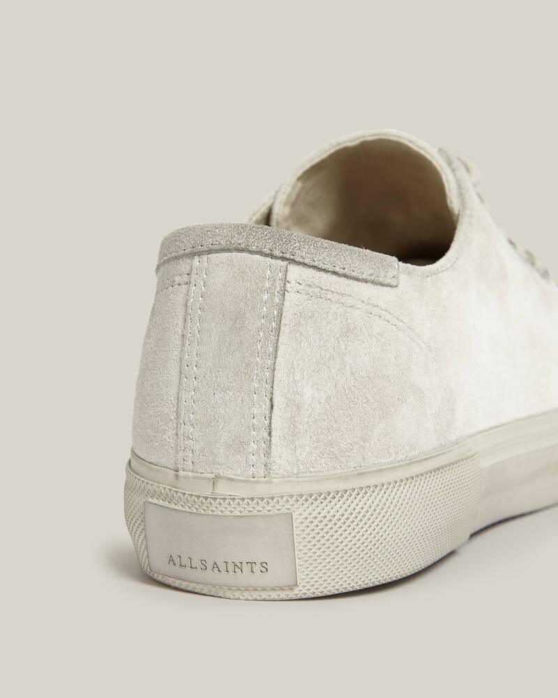 Chalk White Allsaints Dumont Low Top Suede Trainers | MZ011S-4068