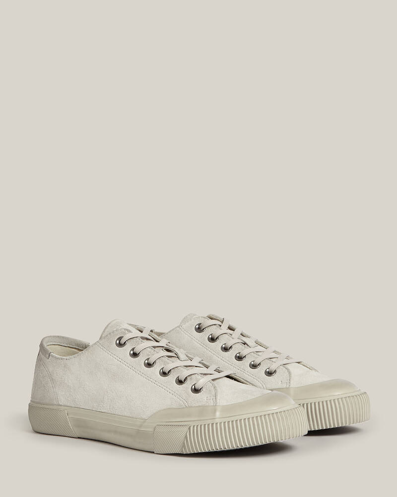 Chalk White Allsaints Dumont Low Top Suede Trainers | MZ011S-4068