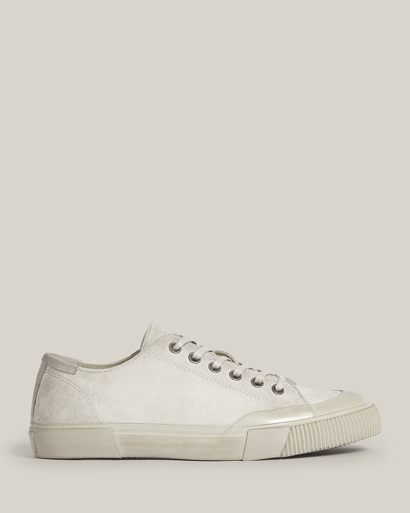 Chalk White Allsaints Dumont Low Top Suede Trainers | MZ011S-4068