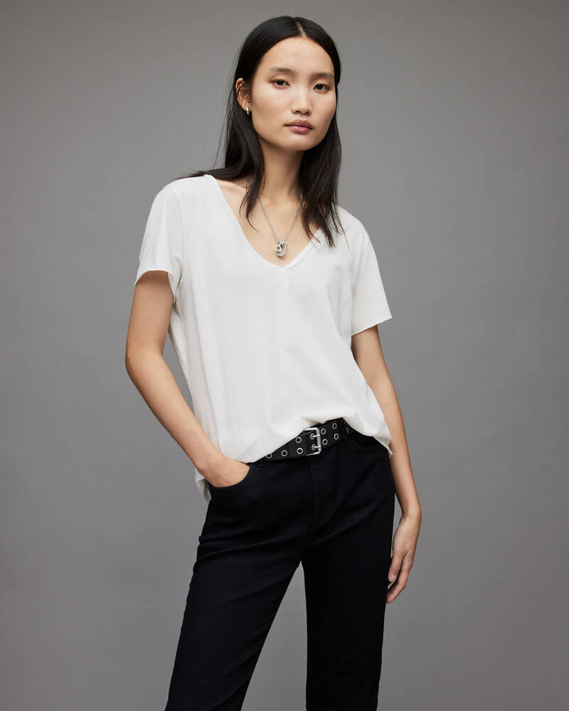 Chalk White Allsaints Emelyn Tonic T Shirt | WM115P-4068