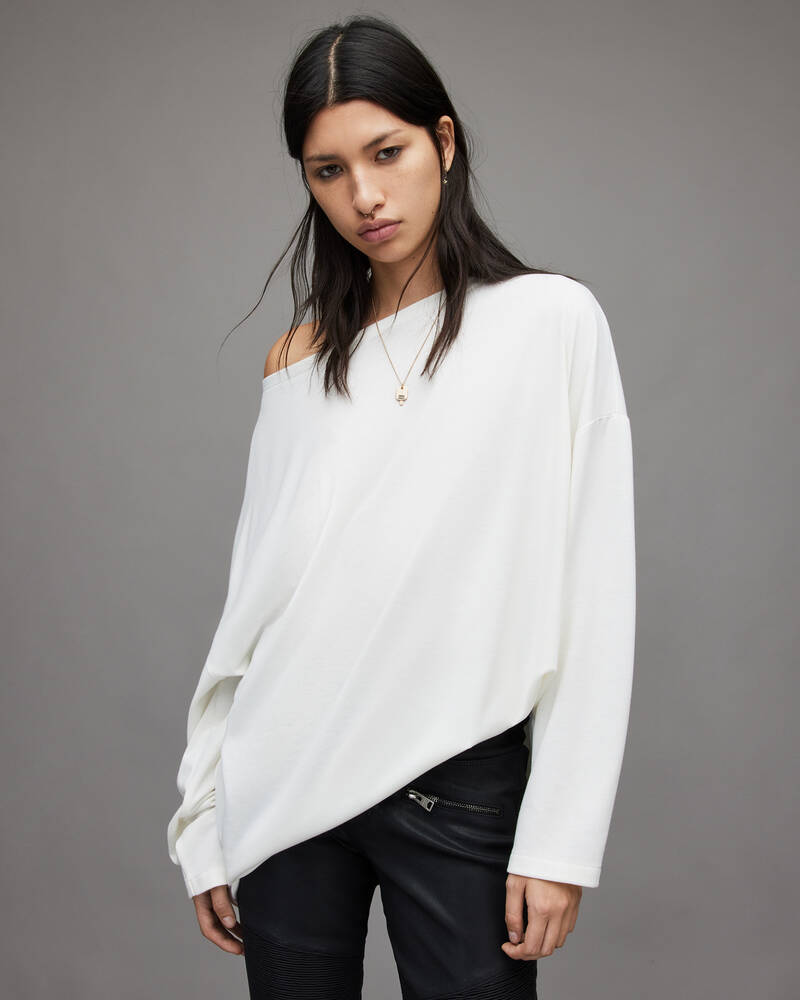 Chalk White Allsaints Rita Oversized T Shirt | WM020N-4068