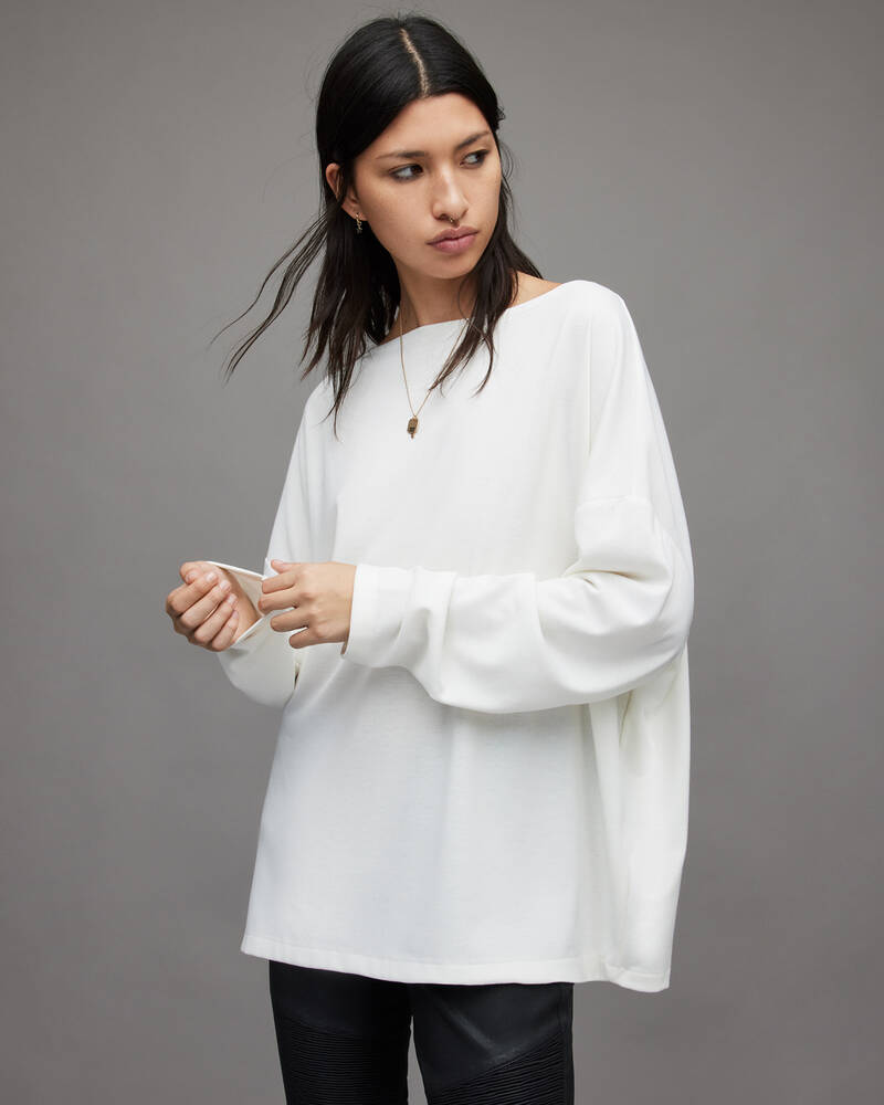 Chalk White Allsaints Rita Oversized T Shirt | WM020N-4068