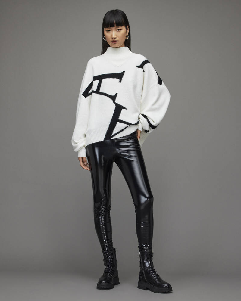 Chalk White/Black Allsaints A Star Graphic Jumper | WK100V-4359