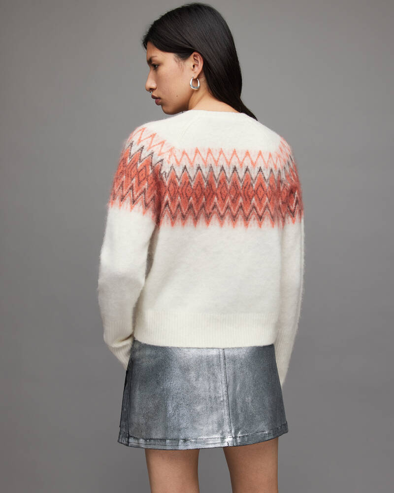 Chalk White/Orange Allsaints Clyde Jacquard Jumper | WK045V-7772