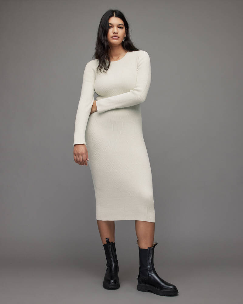 Chalk White/Silver Allsaints Loleatta Dress | WD205X-7773