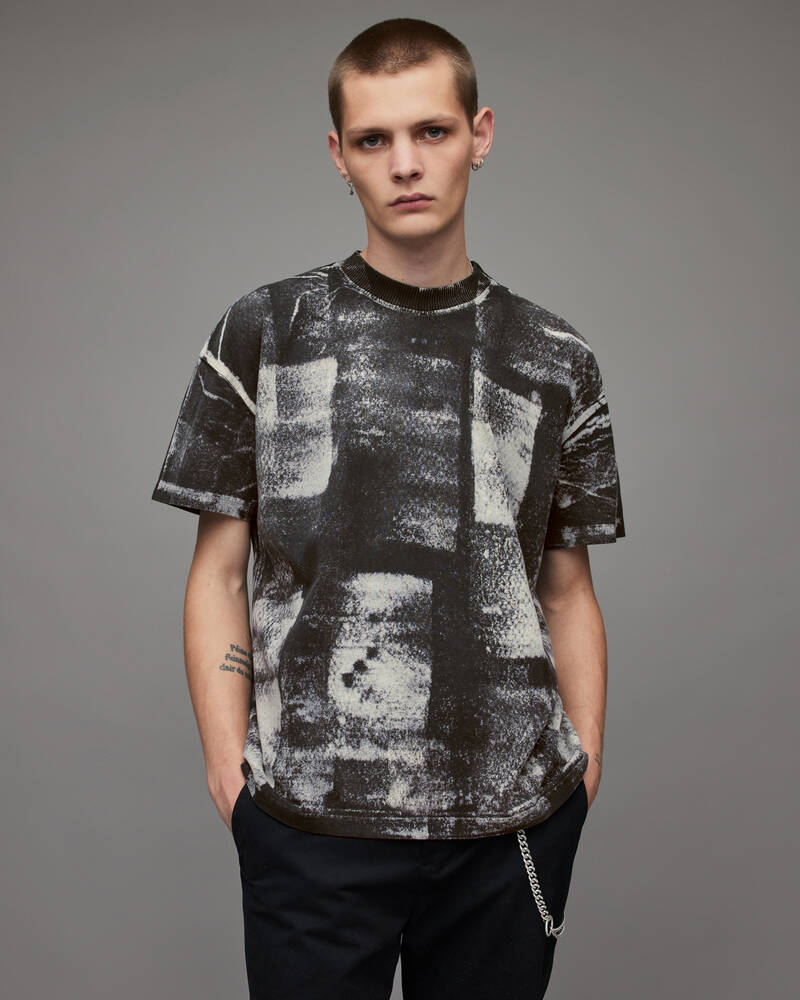 Chalk Wht/Jet Blk Allsaints Barrow Crew T Shirt | MD110X-6485