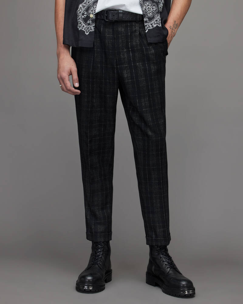 Charcoal Allsaints Harvey Slim Checked Trousers | MM003X-33