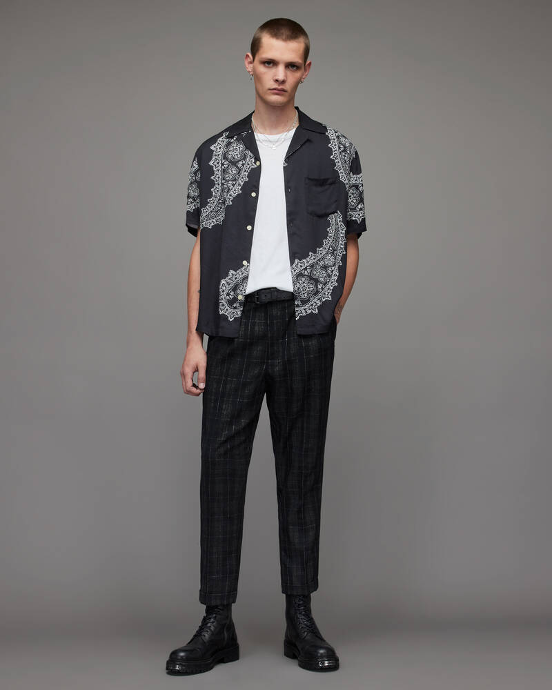 Charcoal Allsaints Harvey Slim Checked Trousers | MM003X-33