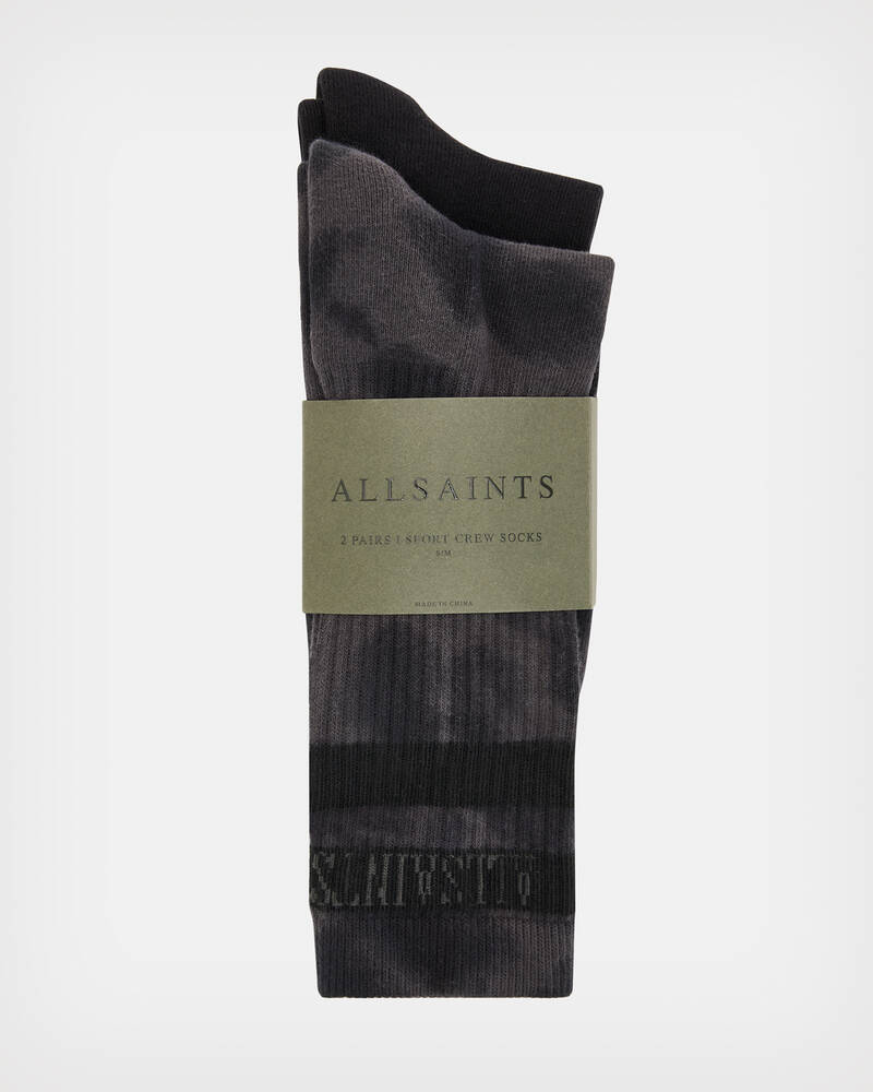 Charcoal/Black Allsaints Tie Dye Stripe Sport Socks | MW504X-402