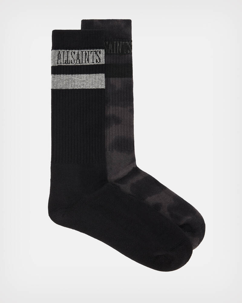 Charcoal/Black Allsaints Tie Dye Stripe Sport Socks | MW504X-402