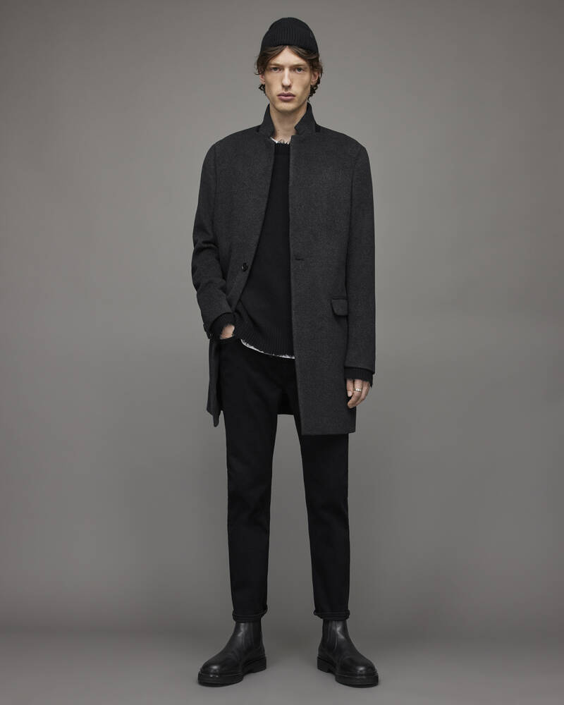 Charcoal Grey Allsaints Manor Wool Coat | MC048T-3860