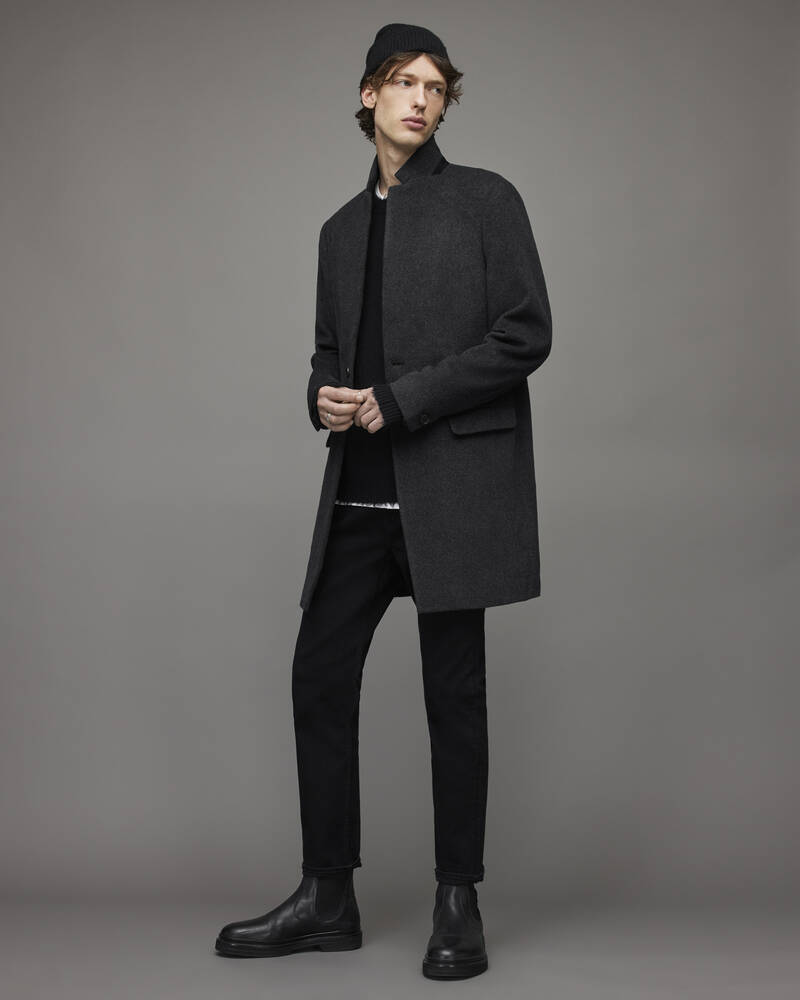 Charcoal Grey Allsaints Manor Wool Coat | MC048T-3860