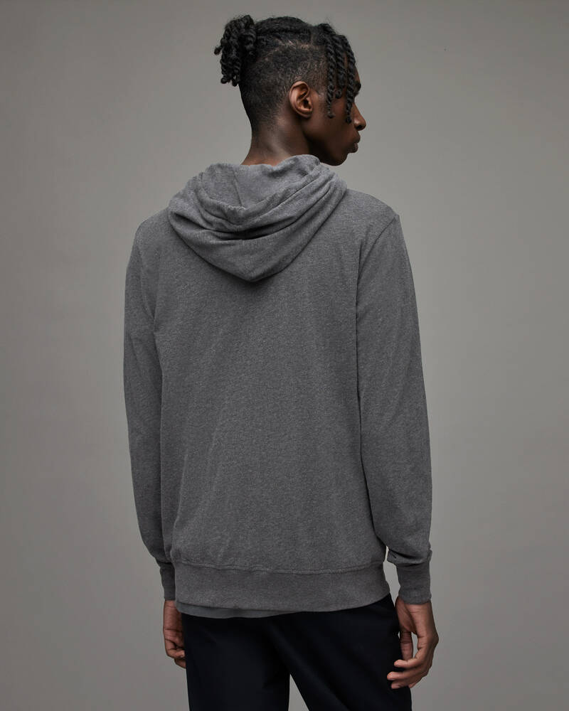 Charcoal Marl Allsaints Brace Brushed Cotton Hoodie | MF028H-811