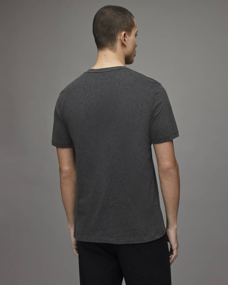 Charcoal Marl Allsaints Brace Crew Brushed Cotton T Shirt | MD131G-811