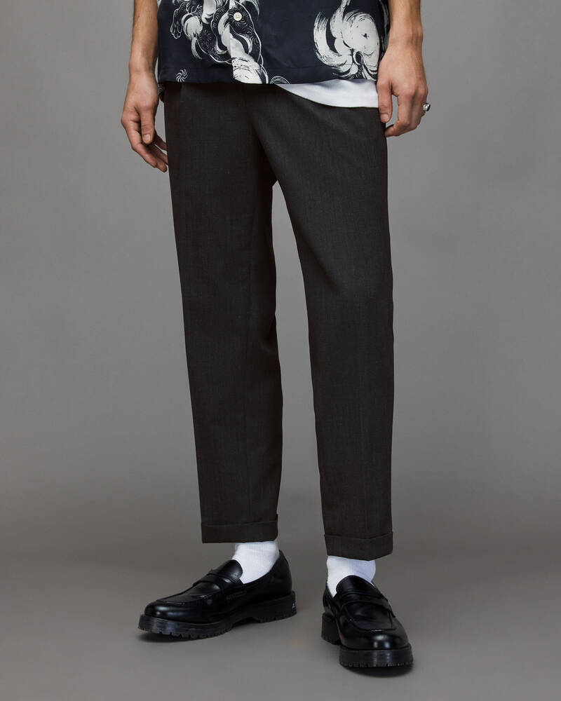 Charcoal Marl Allsaints Conley Straight Cropped Trousers | MM034X-811