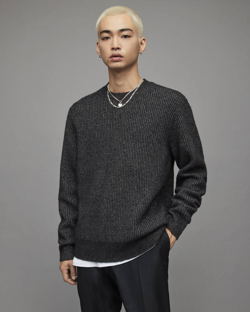 Cinder Black Marl Allsaints Astro Crew Jumper | MK192X-4009