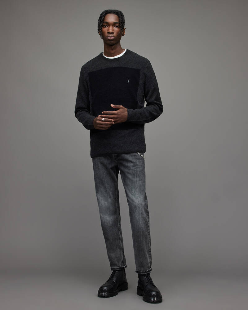 Cinder Black Marl Allsaints Lobke Knit Crew Jumper | MK189V-4009