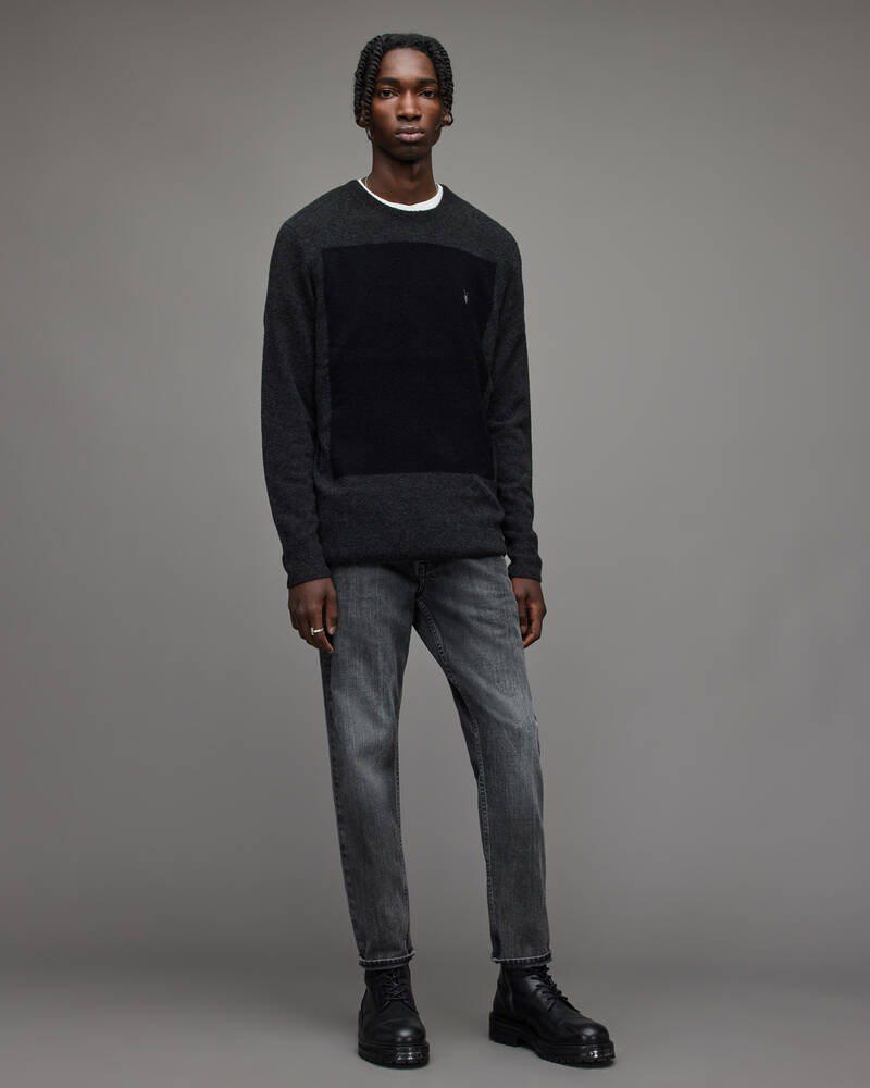 Cinder Black Marl Allsaints Lobke Knit Crew Jumper | MK189V-4009