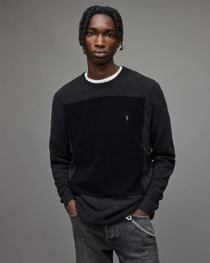 Cinder Black Marl Allsaints Lobke Knit Crew Jumper | MK189V-4009