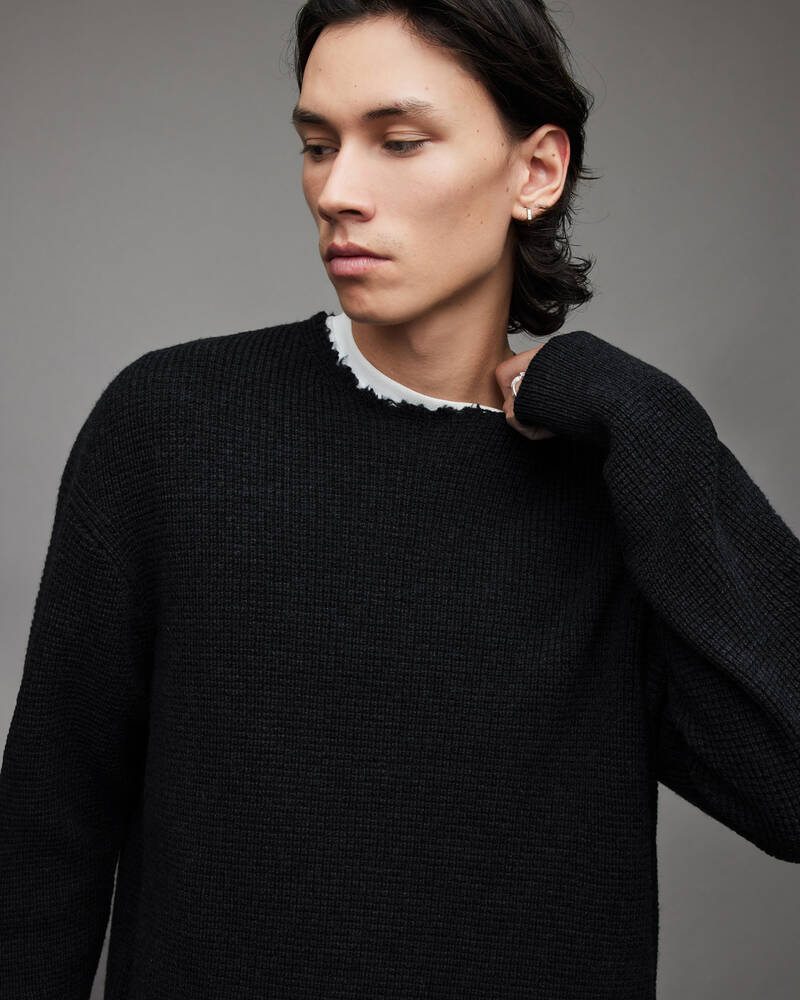 Cinder Black Marl Allsaints Maison Organic Wool Jumper | MK002X-4009