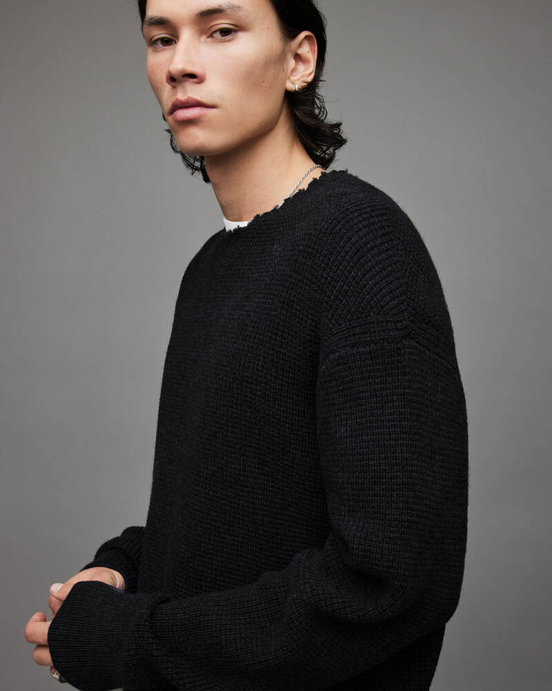 Cinder Black Marl Allsaints Maison Organic Wool Jumper | MK002X-4009