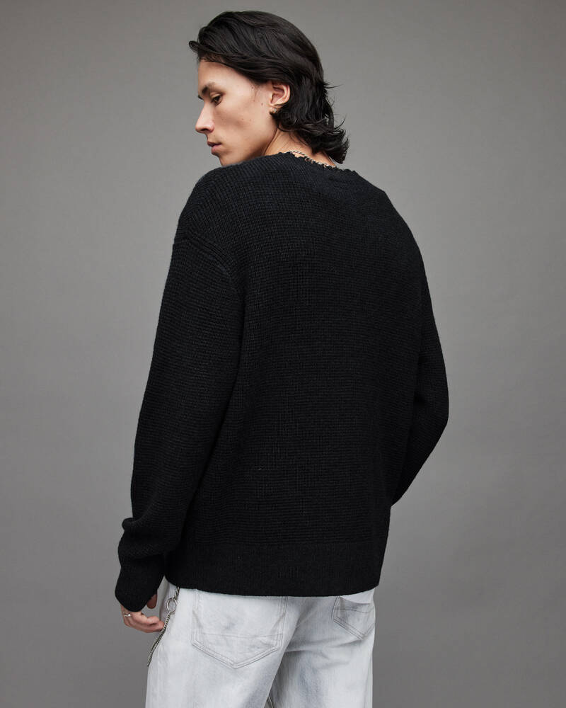 Cinder Black Marl Allsaints Maison Organic Wool Jumper | MK002X-4009