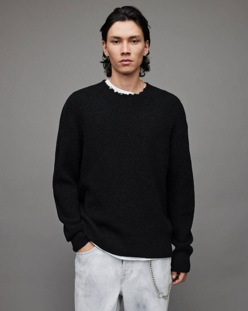 Cinder Black Marl Allsaints Maison Organic Wool Jumper | MK002X-4009