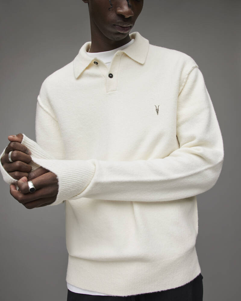 Cloudy Taupe Allsaints Statten Polo Jumper | MK130X-6968