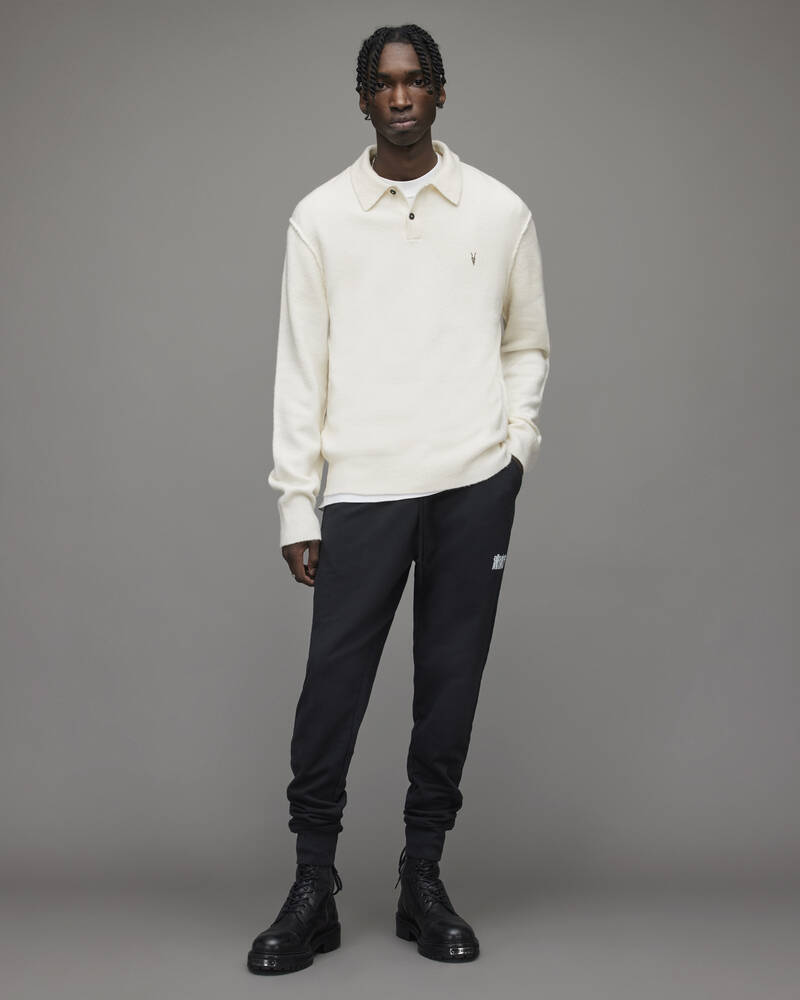 Cloudy Taupe Allsaints Statten Polo Jumper | MK130X-6968