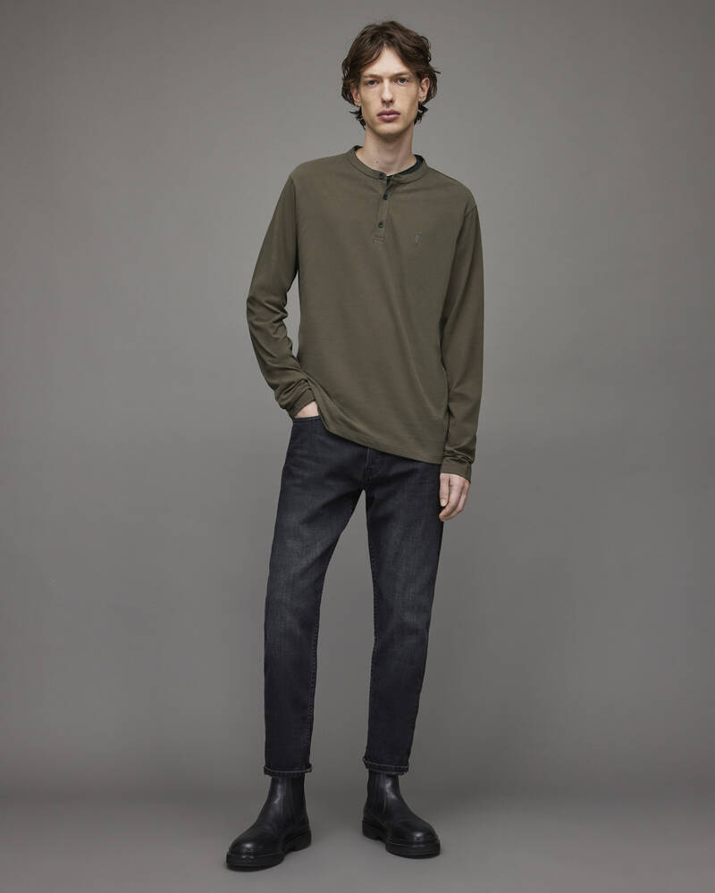 Clove Brown Allsaints Brace Long Sleeve Brushed Cotton Henley | MD059X-6470