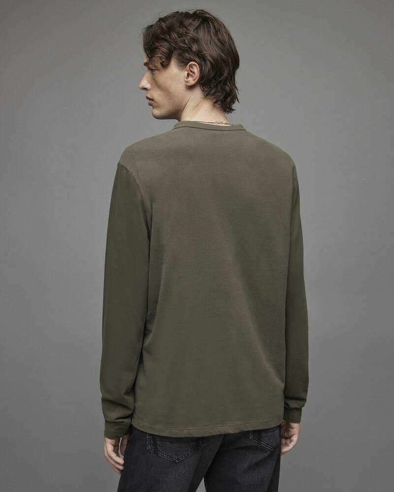 Clove Brown Allsaints Brace Long Sleeve Brushed Cotton Henley | MD059X-6470